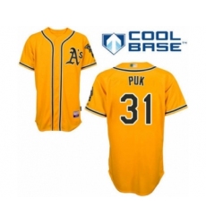 Youth Oakland Athletics #31 A.J. Puk Authentic Gold Alternate 2 Cool Base Baseball Player Jersey