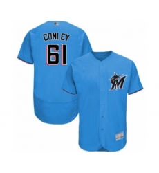 Men's Miami Marlins #61 Adam Conley Blue Alternate Flex Base Authentic Collection Baseball Player Jersey