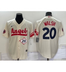 Men's Los Angeles Angels #20 Jared Walsh Number Cream 2022 City Connect Cool Base Stitched Jersey