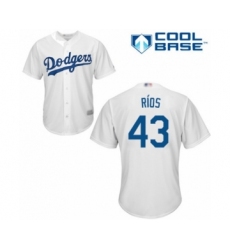 Youth Los Angeles Dodgers #43 Edwin Rios Authentic White Home Cool Base Baseball Player Jersey