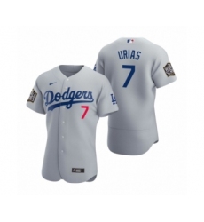 Men's Los Angeles Dodgers #9 Gavin Lux Nike Gray 2020 World Series Authentic Jersey
