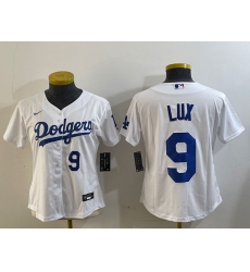 Womens Los Angeles Dodgers #9 Gavin Lux White Stitched Cool Base Nike Jersey