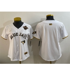 Women's Toronto Blue Jays Blank White Gold 2025 American League Champions Limited Stitched Baseball Jersey(Run Small)