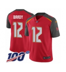 Men's Tampa Bay Buccaneers #12 Tom Brady Red Team Color Vapor Untouchable Limited Player 100th Season Football Jersey