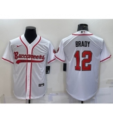 Men's Tampa Bay Buccaneers #12 Tom Brady White Cool Base Stitched Baseball Jersey