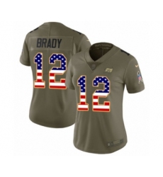 Women's Tampa Bay Buccaneers #12 Tom Brady Olive USA Flag Limited 2017 Salute To Service Jersey