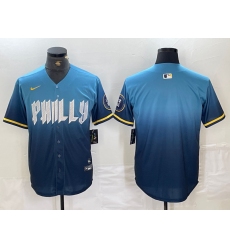 Men's Philadelphia Phillies Blank Blue 2024 City Connect Limited Stitched Jersey
