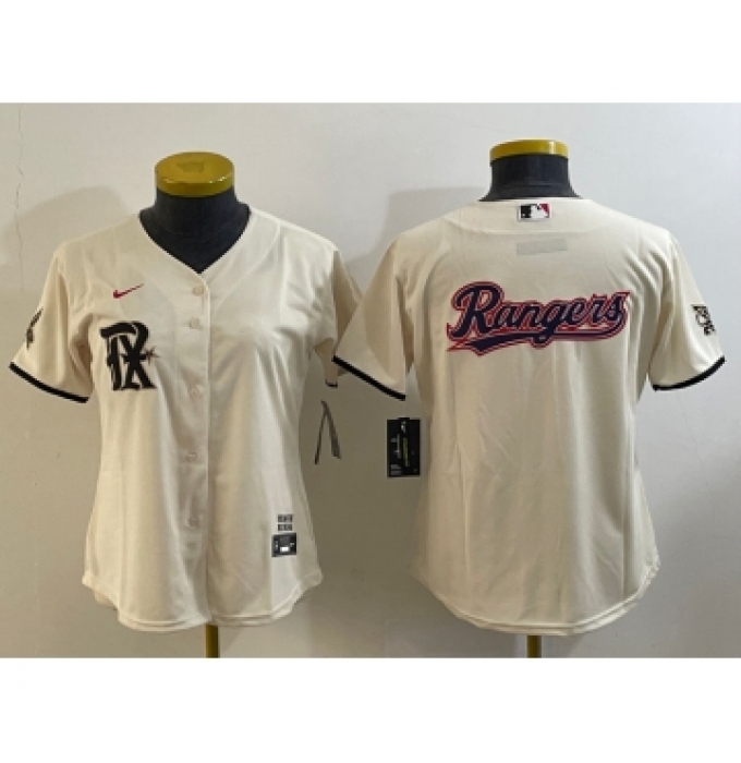 Women's Texas Rangers Big Logo Cream 2023 City Connect Stitched Baseball Jersey