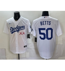 Men's Los Angeles Dodgers x KAWS #50 Mookie Betts White Vapor Premier Limited Stitched Baseball Jersey
