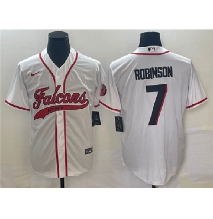 Men's Atlanta Falcons #7 Bijan Robinson White Cool Base Stitched Baseball Jersey