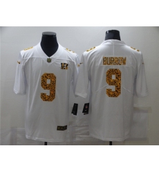 Men's Cincinnati Bengals #9 Joe Burrow 2020 White Leopard Print Fashion Limited Stitched Jersey Men's Cincinnati Bengals #9 Joe Burrow 2020 White Leopard Print Fashion Limited Stitched Jersey