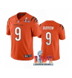 Men's Cincinnati Bengals #9 Joe Burrow 2022 Orange Super Bowl LVI Vapor Limited Stitched Jersey Men's Cincinnati Bengals #9 Joe Burrow 2022 Orange Super Bowl LVI Vapor Limited Stitched Jersey