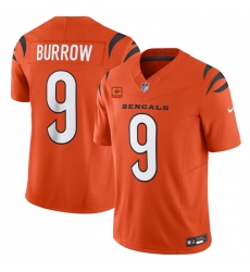 Men's Cincinnati Bengals #9 Joe Burrow Orange 2024 F.U.S.E With 4-star C Vapor Untouchable Limited Football Stitched Jersey Men's Cincinnati Bengals #9 Joe Burrow Orange 2024 F.U.S.E With 4-star C Vapor Untouchable Limited Football Stitched Jersey