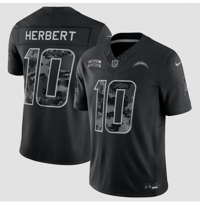 Men's Los Angeles Chargers #10 Justin Herbert Black 2026 F.U.S.E. Salute to Service Limited Football Stitched Jersey