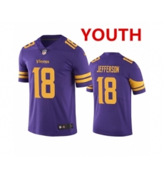 Youth Minnesota Vikings #18 Justin Jefferson Purple Color Rush Limited Stitched Jersey Youth Minnesota Vikings #18 Justin Jefferson Purple Color Rush Limited Stitched Jersey