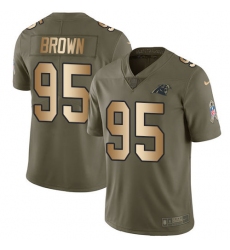 Men's Carolina Panthers #95 Derrick Brown Olive Gold Stitched NFL Limited 2017 Salute To Service Jersey