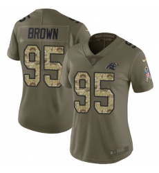 Women's Carolina Panthers #95 Derrick Brown Olive Camo Stitched NFL Limited 2017 Salute To Service Jersey