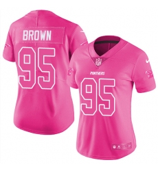 Women's Carolina Panthers #95 Derrick Brown Pink Stitched NFL Limited Rush Fashion Jersey