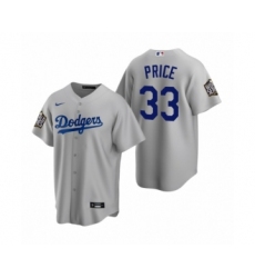 Men's Los Angeles Dodgers #33 David Price Gray 2020 World Series Replica Jersey