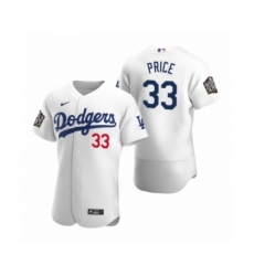Men's Los Angeles Dodgers #33 David Price Nike White 2020 World Series Authentic Jersey