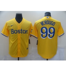 Men's Boston Red Sox #99 Alex Verdugo Nike Gold-Light Blue City Connect Jersey