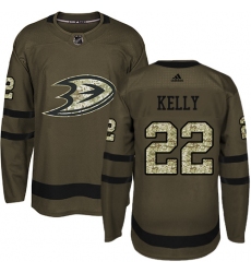 Youth Adidas Anaheim Ducks #22 Chris Kelly Authentic Green Salute to Service NHL Jersey