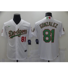 Men's Los Angeles Dodgers #81 Victor Gonzalez White 2020 World Series Authentic Jersey