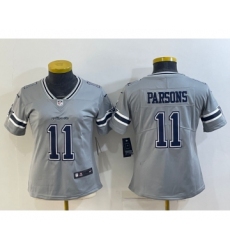 Women's Dallas Cowboys #11 Micah Parsons Grey 2020 Inverted Legend Stitched NFL Nike Limited Jersey
