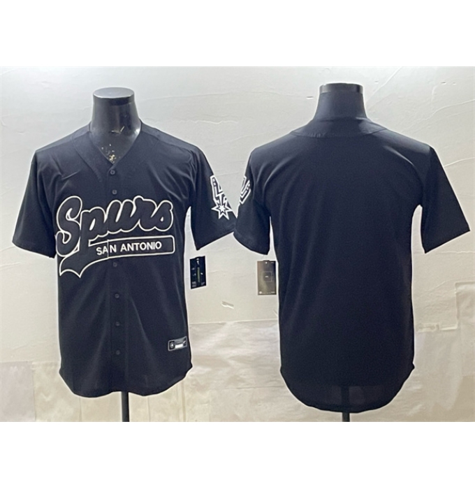 Men's San Antonio Spurs Blank Black Stitched Baseball Jersey