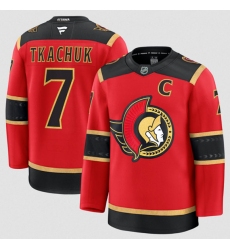Men's Ottawa Senators #7 Brady Tkachuk Red Alternate With C Stitched Hockey Jersey
