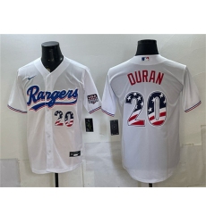 Men's Texas Rangers #20 Ezequiel Durán White 2026 USA 250 Fourth of July Home Stitched Baseball Jersey