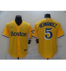 Men's Boston Red Sox #5 Enrique Hernandez Nike Gold-Light Blue 2021 City Connect Jersey