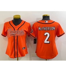Women's Cincinnati Bengals #2 Evan McPherson Orange With Patch Cool Base Stitched Baseball Jersey