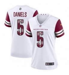 Women Washington Commanders #5 Jayden Daniels White Burgundy 2024 Draft Stitched Jersey Women Washington Commanders #5 Jayden Daniels White Burgundy 2024 Draft Stitched Jersey
