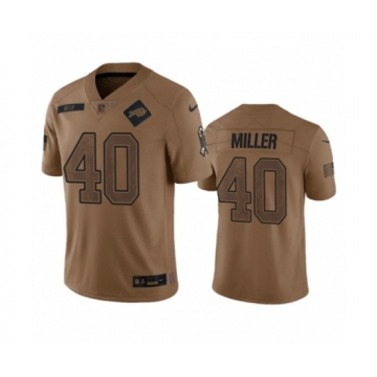 Men's Nike Buffalo Bills #40 Von Miller 2023 Brown Salute To Service Limited Football Stitched Jersey Men's Nike Buffalo Bills #40 Von Miller 2023 Brown Salute To Service Limited Football Stitched Jersey