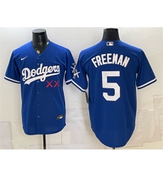 Men's Los Angeles Dodgers x KAWS #5 Freddie Freeman Royal Vapor Premier Limited Stitched Baseball Jersey