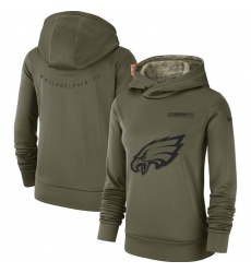 Women's Philadelphia Eagles Nike Olive Salute to Service Sideline Therma Performance Pullover Hoodie
