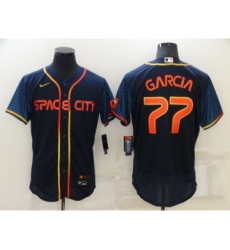 Men's Houston Astros #77 Luis Garcia 2022 Navy Blue City Connect Flex Base Stitched Baseball Jersey