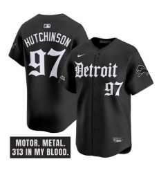 Men's Detroit Lions #97 Aidan Hutchinson Black 'Motor Gothic Edition' Vapor Premier Limited Stitched Jersey