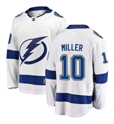 Men's Tampa Bay Lightning #10 J.T. Miller Fanatics Branded White Away Breakaway NHL Jersey