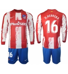 Men 2021-2022 Club Atletico Madrid home red Long Sleeve 16 Soccer Jersey