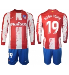 Men 2021-2022 Club Atletico Madrid home red Long Sleeve 19 Soccer Jersey