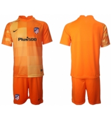 Men 2021-2022 Club Atletico Madrid orange red goalkeeper blank Soccer Jersey