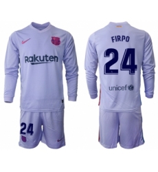 Men 2021-2022 Club Barcelona Second away purple Long Sleeve 24 Soccer Jersey