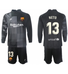 Men 2021-2022 Club Barcelona black goalkeeper Long Sleeve 13 Soccer Jersey