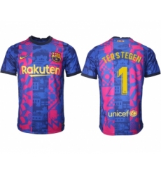 Men 2021-2022 Club Barcelona blue training suit aaa version 1 Soccer Jersey