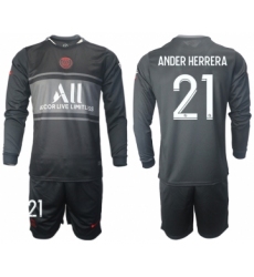 Men 2021-2022 Club Paris St German Second away black Long Sleeve 21 Soccer Jersey