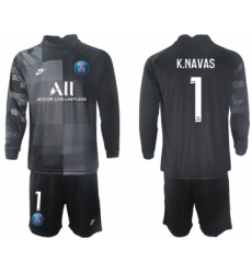 Men 2021-2022 Club Paris St German black goalkeeper Long Sleeve 50 Soccer Jersey