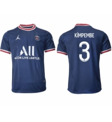 Men 2021-2022 Club Paris St German home aaa version blue 3 Soccer Jersey