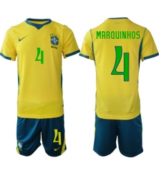 Men's Brazil #4 MARQUINHOS National Team FIFA x World Cup 2026 Home On Field Jersey